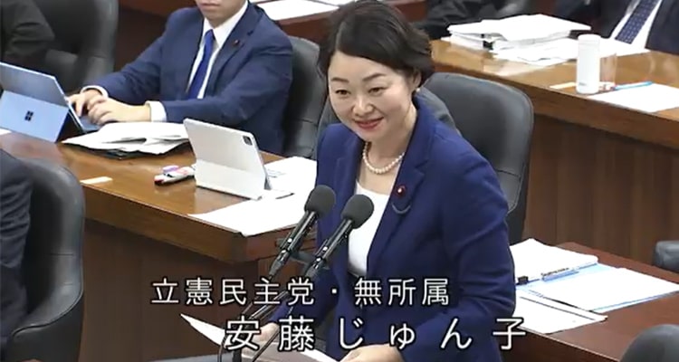 地・こ・デジ特別委員会にて質疑をおこなう安蔵じゅん子衆議院議員