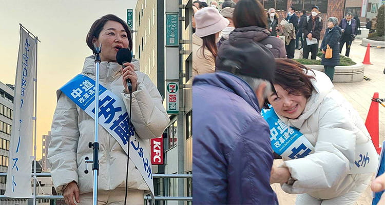 有権者の皆さまと交流する安藤じゅん子